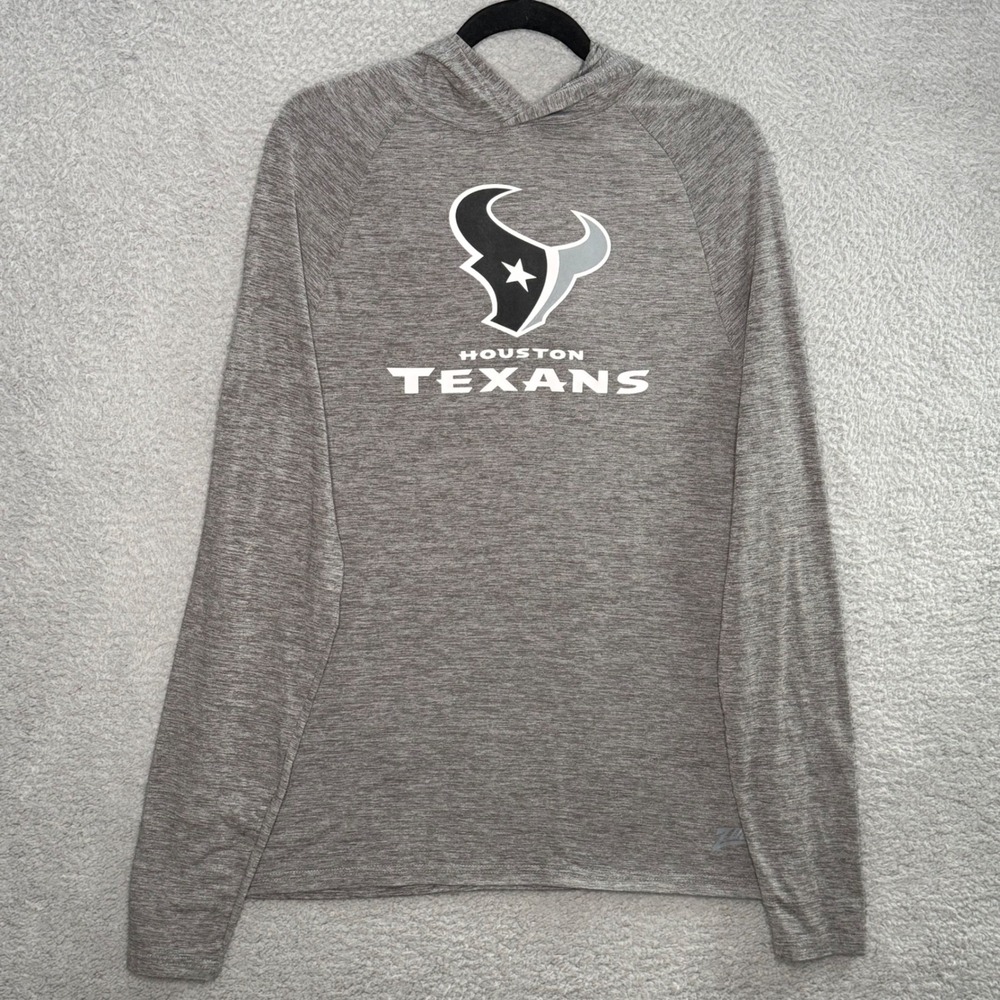 NFL Team Apparel Houston Texans Mens Gray Heathered Lightweight Hoodie Shirt XL